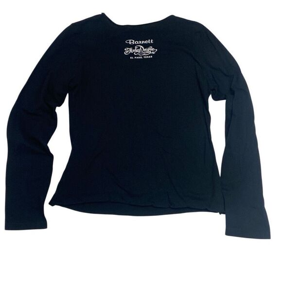 VTG Harley Davidson Black Long Sleeve Shirt Top Large V Neck Double Layer Front - Picture 4 of 5